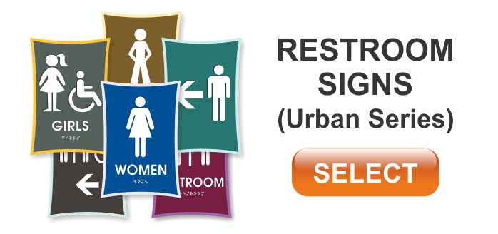 urban series ADA restroom signs